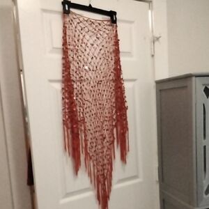 Red Sequin Fringed Shawl Scarf